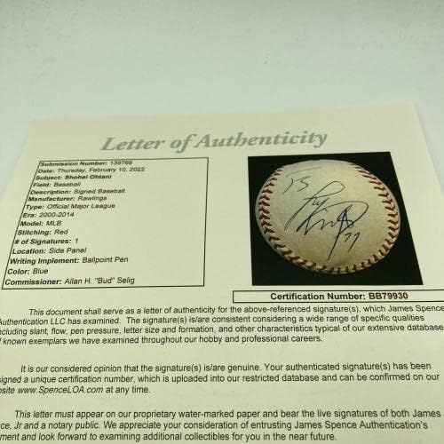 Шохей Охтани 11 Пълното име, Нов, Подписали Договор с JSA COA на Мейджър лийг Бейзбол - Бейзболни топки с Автографи