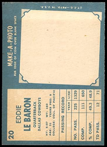 1961 Topps 20 Еди Lebaron Далас Ковбойз (Футболна карта) EX/MT Каубои Pacific