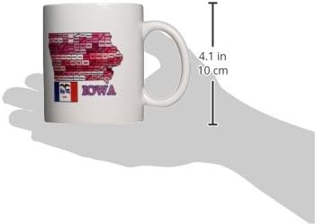 3dRose mug_186863_1 Флаг и карта на Айова с всички округами Керамична чаша, 11 грама