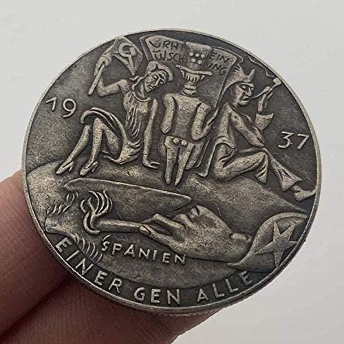 1937 Блуждающая Монета Пеперуда Дамски Латунная Стара Сребърна Монета са подбрани Монета 21 mm Медно Сребърна Монета