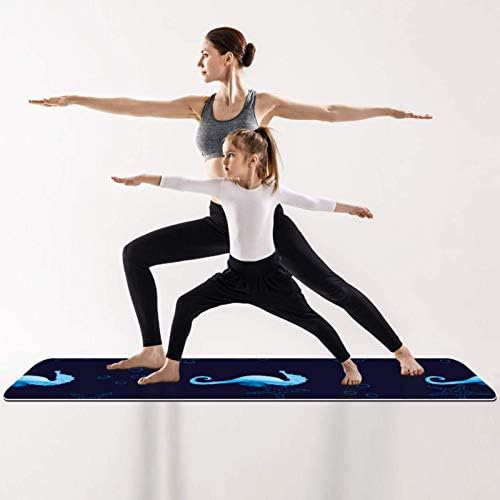 Siebzeh Тъмно Синьо килимче за йога с морски коньком и морската звезда Премиум-клас, в екологично Чист Гумена подложка
