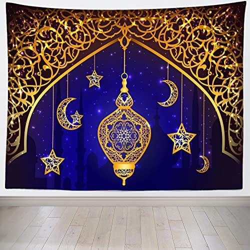 BELECO 10x6,5 метра Плат Рамадан Карим на Фона Ислямски Фон Златна Луна Звезди, Светлини Декор на Фона на Синьото Нощно