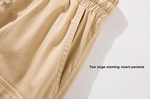 Дамски къси панталони-Карго VtuAOL С Еластична Талия, Удобни Памучни Шорти Свободно Намаляване на
