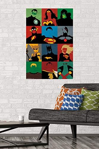Trends International DC Comics - Лигата на Справедливостта - Минималистичен Стенен плакат, 22.375 x 34, premium версия без рамка