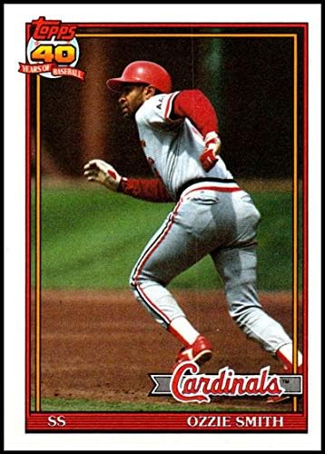1991 Topps #130 Ози Смит, Ню Йорк-Сейнт Луис Кардиналс, Официално Лицензирана бейзболна картичка MLB