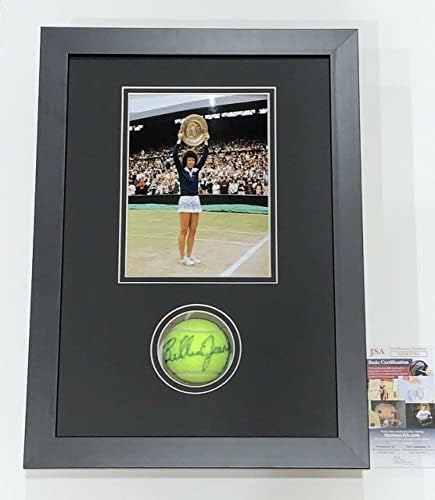 Тенис топката В Рамка С Автограф на Били Джийн Кинг 13x18 Дисплей Wimbledon Jsa Coa - Тенис Топки С Автографи