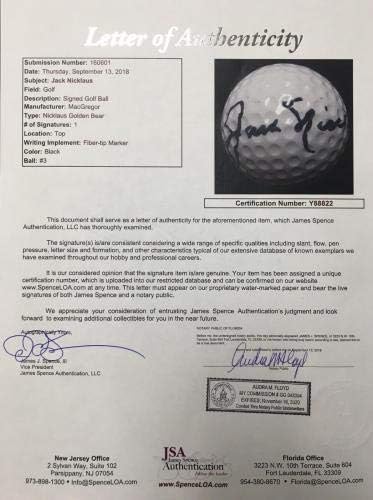 Топката за голф с Автограф от Джак Никлаус Ретро Топка За голф Nicklaus Golden Bear JSA Loa - Топки За Голф С Автограф