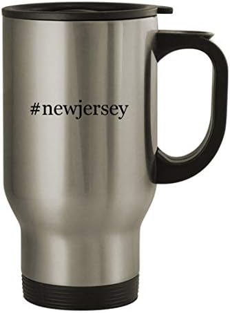 Подарък дрънкулки newjersey - Пътна Кафеена Чаша с Хэштегом от Неръждаема Стомана с тегло 14 грама, Сребрист