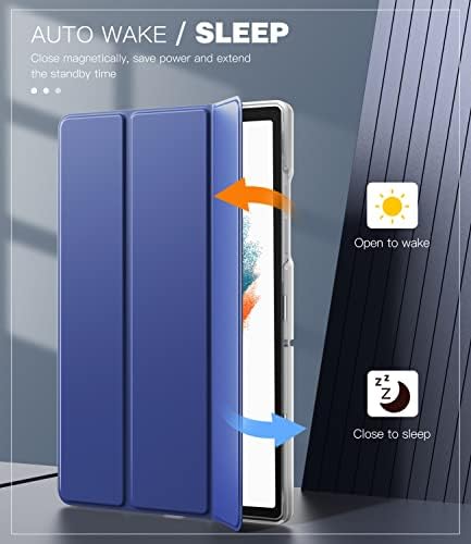 Тънък калъф TiMOVO за Galaxy Tab A8 10.5 Case 2022 SM-X200/SM-X205, Тънък Прозрачен Матиран Трикуспидалната Защитен калъф с твърд заден панел за Samsung Galaxy Tab A8, тъмно син (Прозрачен задната ?