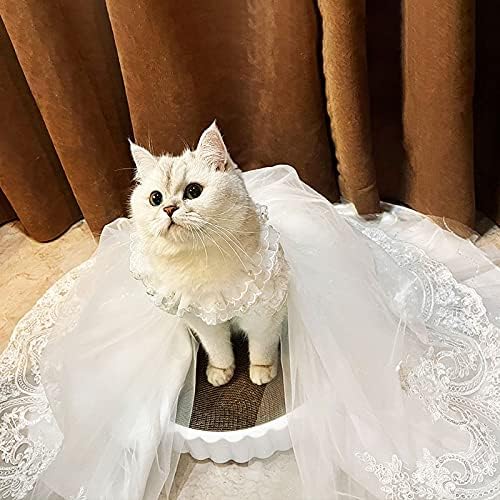 FEGOCLT Сватбена рокля за кучета С влак, рокля на принцеса за котки, Сватбена рокля с долната пола за домашни любимци,