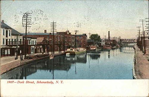 Док Стрийт Скенектади, Ню Йорк, Ню Йорк Оригиналната Антични Картичка 1907 г.