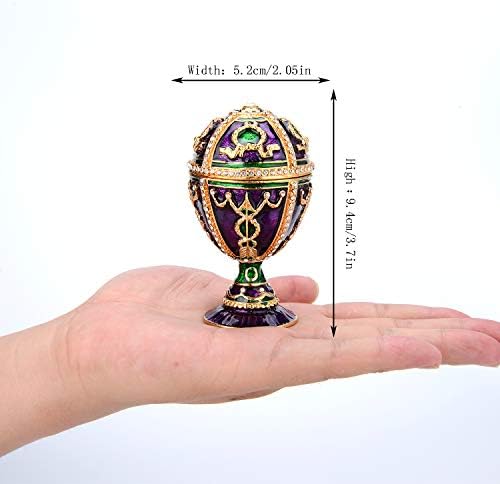 Кутия за Украшения Ръчно рисувани в стил яйца Кифу Фаберже с Откидными Класически Орнаменти за Съхранение на Бижута,