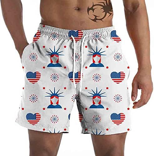 Мъжки къси панталони, Мъжки Плажни Панталони с графичен Дизайн, Ежедневни Панталони с 3D модел на Хартата на Четвърти юли, Ретро Плажната Мъжки Клетчатая Дъска