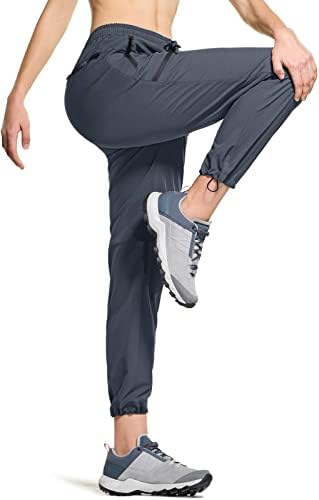 Дамски Туристически Улични Панталони CQR Леките Ластични Панталони-карго Джобове с цип, Водоустойчиви Спортни Панталони