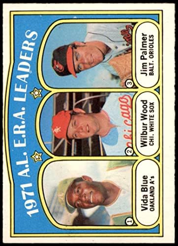1972 O-Pee-Chee 92 Лидери на ВСИЧКИ ВРЕМЕНА Вид Blue / Джим Палмър / Уилбър Ууд Атлетикс/Уайт Сокс/Ориолс (Бейзболна
