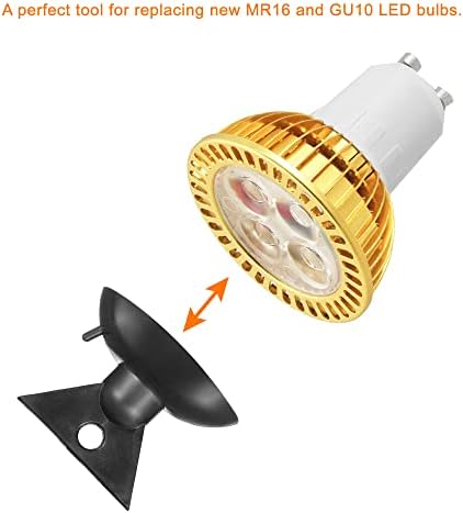 Сменяеми лампи MECCANIXITY, Инструменти за смяна на крушки на присоске за лампи GU10 MR16, Черно PVC, Опаковки от 6