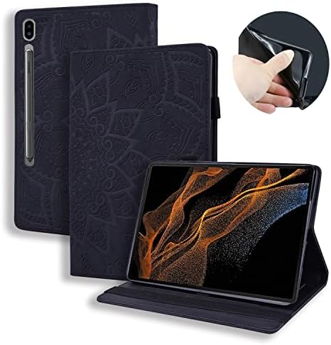 AHUOZ Калъф за таблет КОМПЮТРИ, чанта, ръкави за Samsung Galaxy Tab S8 Ultra 14,6 (SM-X900/X906), Тънък, Лек Флип-титуляр от изкуствена кожа с релефни, Калъф за таблет, слот за карта, калъф за