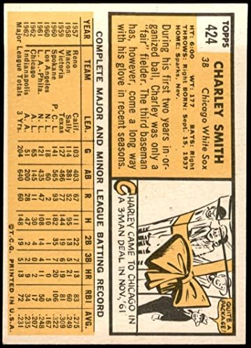 1963 Топпс # 424 Чарли Смит Чикаго Уайт Сокс (бейзболна картичка), БИВШ играч на Уайт Сокс