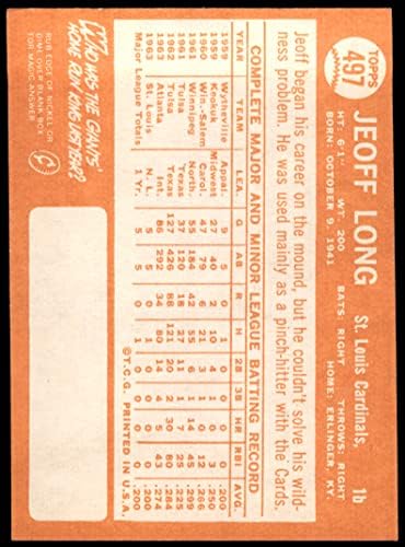 1964 Топпс # 497 Джеф Лонг Сейнт Луис Кардиналс (бейзболна картичка) БИВШ Кардиналс