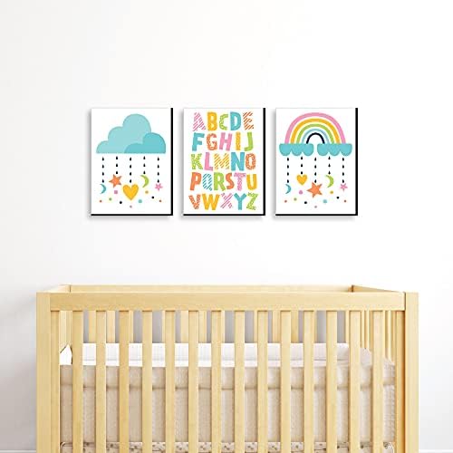 Голяма точка щастие, Цветни детски декор - Стенен фигура под формата на букви в детската и Преливащи облак, Интериор на детски стаи - 7,5 x 10 инча - Комплект от 3 щампи