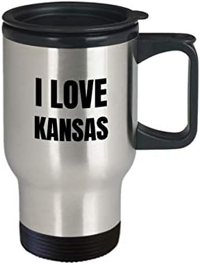 Аз Обичам Канзасскую Пътна Чаша Забавна Идея за Подарък Новост не мога да понасям Кафе, Чай 14 унции От Неръждаема Стомана