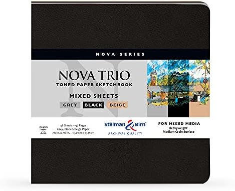 Албум за изготвяне на Stillman & Birn Nova Series Трио меки корици, 7,5 x 7,5, 150 гориво (Здраво), Бежово, сиво и черна