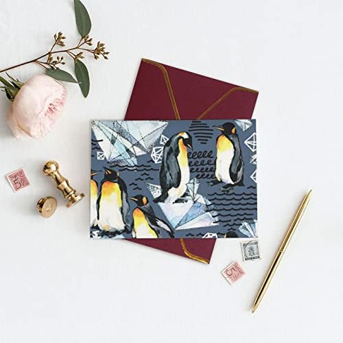 Поздравителни картички allgobee с пингвин-Камък-Забавен плик, празни пощенски картички, поздравителни картички за всички
