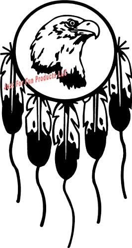 Просто за забавление 7x3,75 Ловец на Сънища Главата на Орел с Пера Vinyl Стикер върху Бронята на американските индианци,