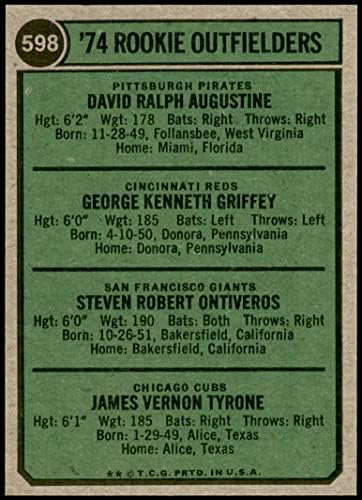 1974 Topps # 598 Начинаещи Аутфилдеры Кен Гриффи / Дейв Augustine/Стив Онтиверос /Джим Тирон Синсинати Пайрэтс/Червени /Джайентс/Къбс (Бейзболна картичка) NM / MT+ Пайрэтс/Червени/