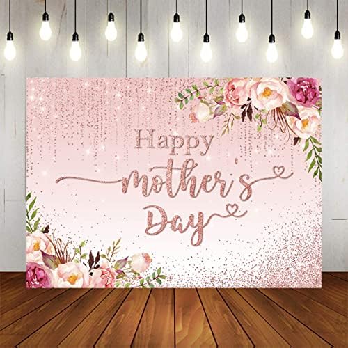 Mocsicka Щастлив Фон за Деня на Майката с Флорални Златни Точки, Фон за Снимки на Деня на Майката, за Жени, Винил, Благодарение