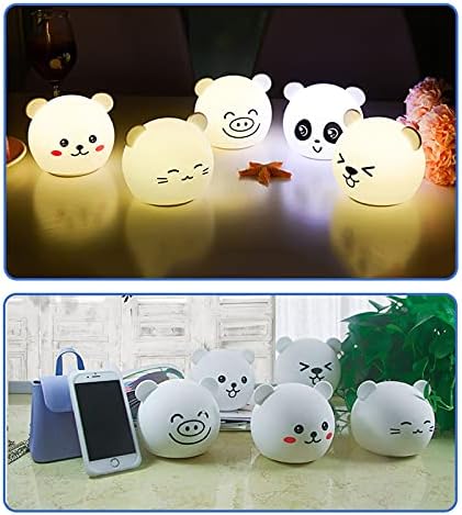LJFLI Нощно Лампа за децата Детска стая, Детско Осветление 3D Силиконова лампа Домашно Акумулаторна Защита на Очите Panda