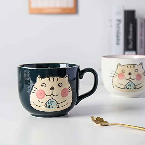 Халба с котка, Скъпа японската Чаена чаша с дръжка, Керамични Кавайная Чаена Чаша, Керамични Чаши за Лате с Мляко, за