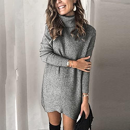 Дамски Модни Случайни Трико С Дълъг Ръкав Ревера Кухи Пуловер Рокля-Пуловер Рокли 2022