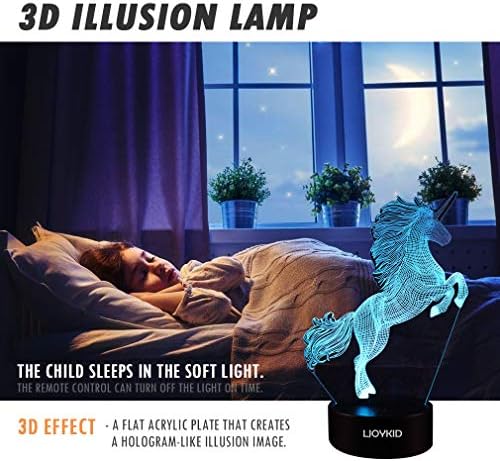 LJOYKID 3 бр. 3D лека нощ с Единорогом-3D Лампа с Единорогом, 3 Фигура, 7 Цвята, с Променящ се Интериор, Лампа с дистанционно