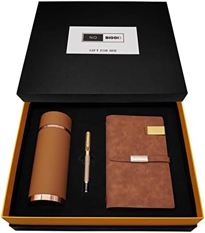 Класическа бежовата подарък кутия за мъжете - С изолирани чаша, бележник за записи с държач за карти и химикалка Вътре