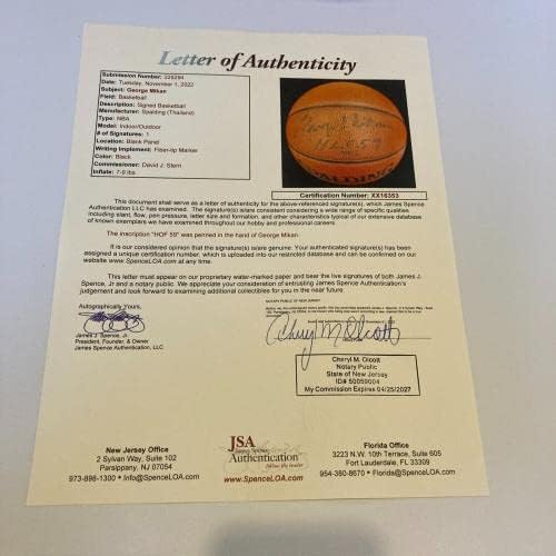 Джордж Микан КОПИТО 1959 Подписа договор с Spalding NBA Basketball JSA COA - Баскетболни топки с автографи