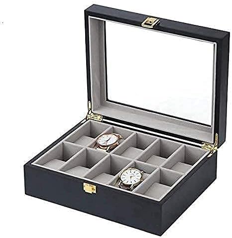 Кутия за Съхранение на Бижута с 10 Слота LOKOC Watch Box Дървена/Стъклена Горна Част