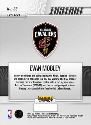 Евън Мобли Кливланд Кавалиърс Фанатикс Изключителна баскетболно карта начинаещ Parallel Панини Instant Mobley Nets в