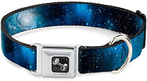 Пристегивающийся към колан за безопасност нашийник за кучета Galaxy Блус, Блус, ширина от 15 до 26 см ширина на 1.0 инча,
