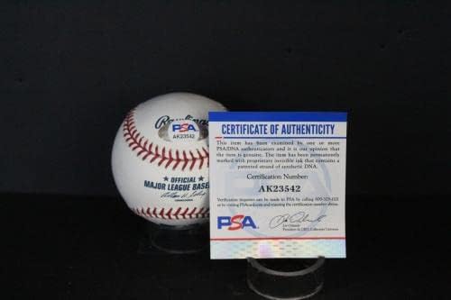 Лен Бейкър (P. G. 5-15-81) Подписа Бейзболен автограф Auto PSA/DNA AK24542 - Бейзболни топки с автографи