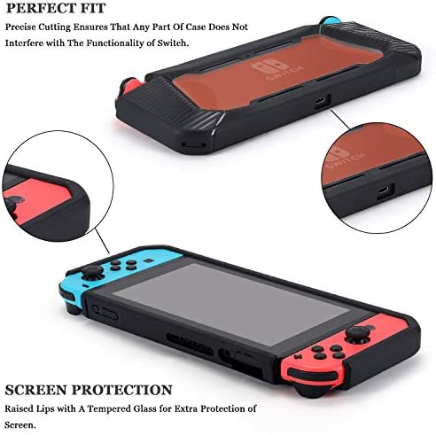 Сверхпрочный калъф Tasikar, съвместими с Nintendo Switch, с подобрен изземване, Гумирани Защитен калъф с предпазно фолио